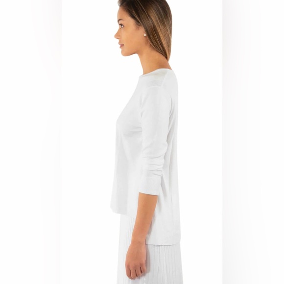 $129 Gretchen Scott White Sneek A Peek Knit Sweater Sz M - Picture 2 of 12